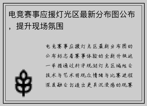 电竞赛事应援灯光区最新分布图公布，提升现场氛围